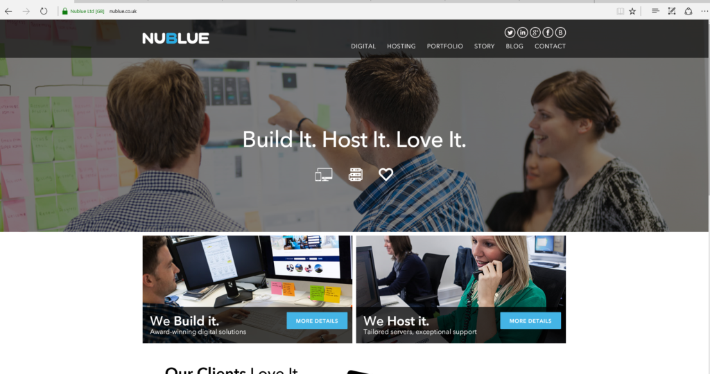 The www.nublue.co.uk homepage