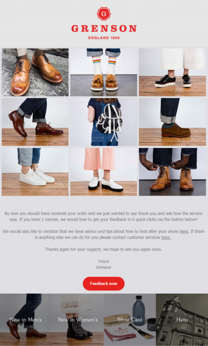 Grenson's thank you email sent from dotdigital Engagement Cloud
