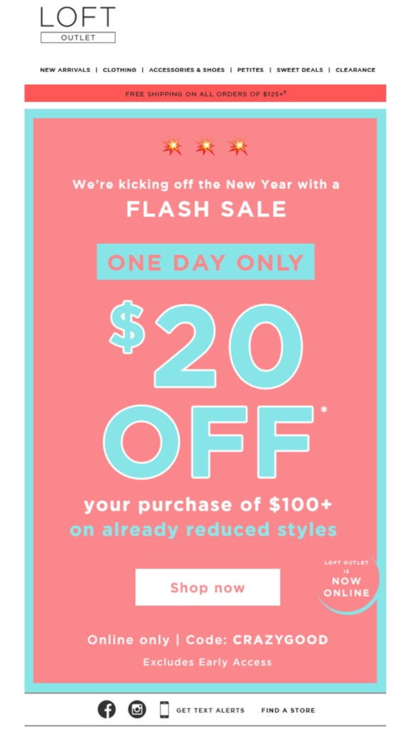 Flash sale email