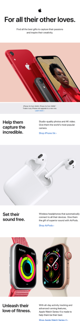 Email from Apple about Valentine's Day presents
