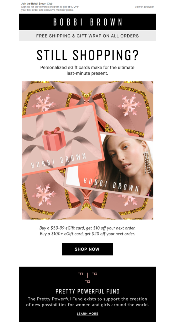 Bobbi Brown simple and clear email design 