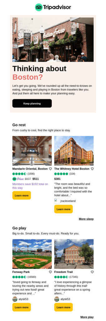 Tripadvisor planning personalization better for customer experience