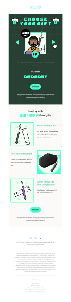 Father's Day gift guide example from quip