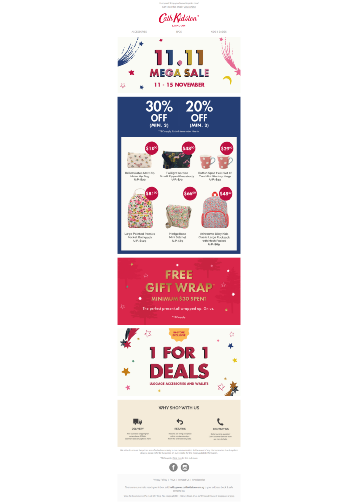 Cath Kidston Singles' Day email