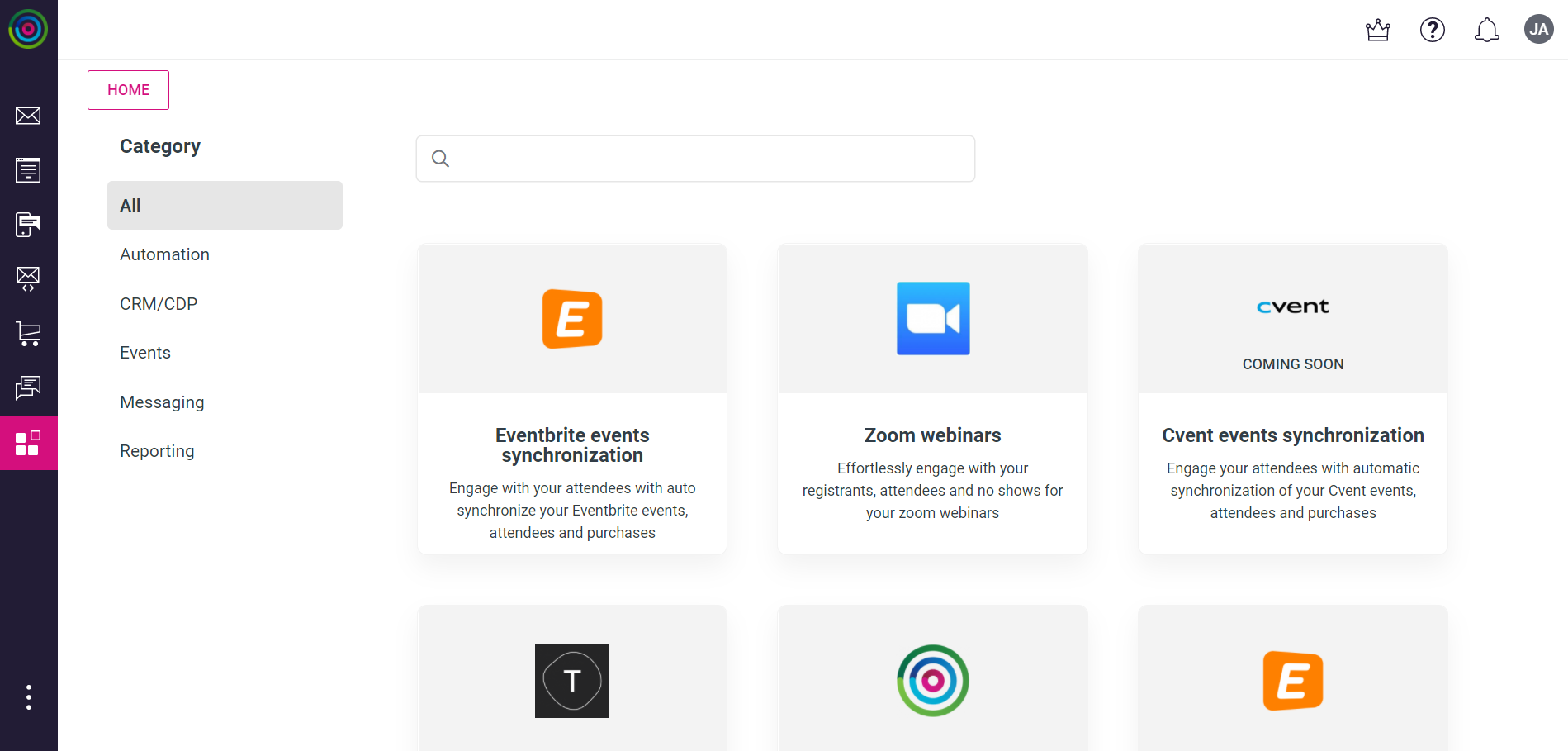Screenshot of Dotdigital integration hub