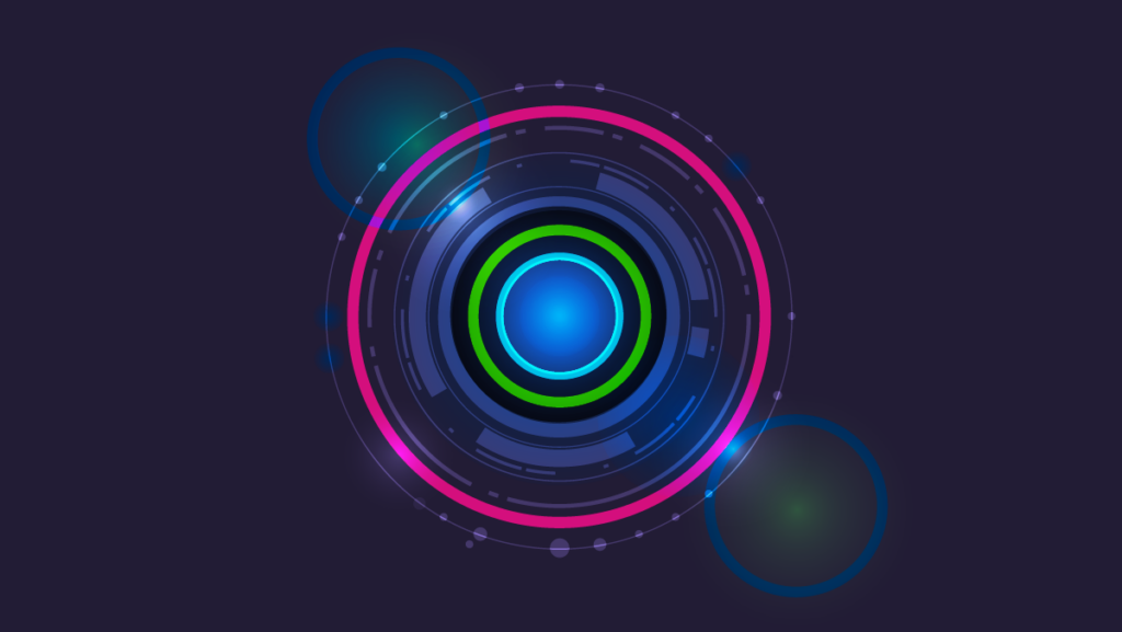 Image of colored rings on dark background