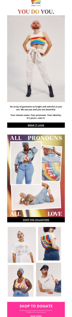 Pride email campaign from Levis