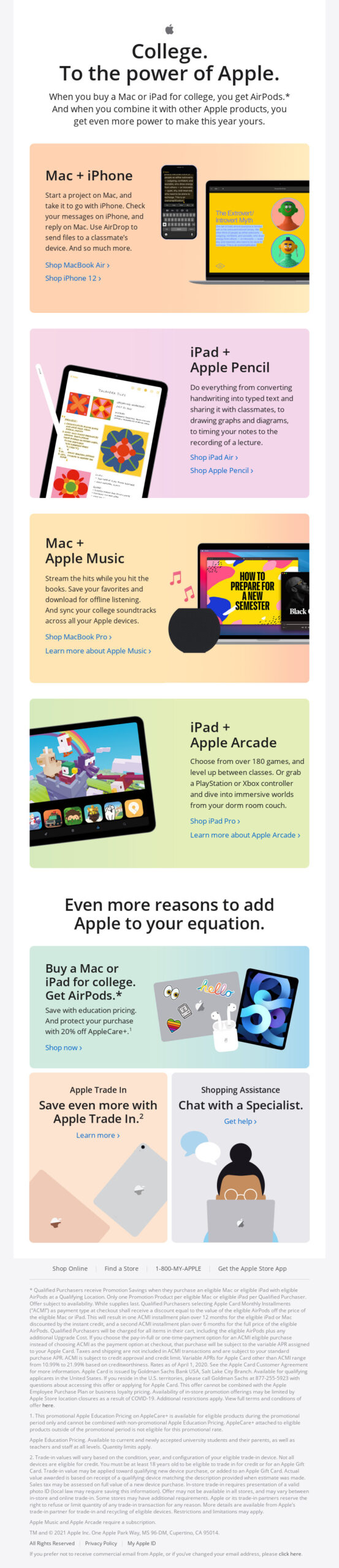 Apple back-to-school email marketing example