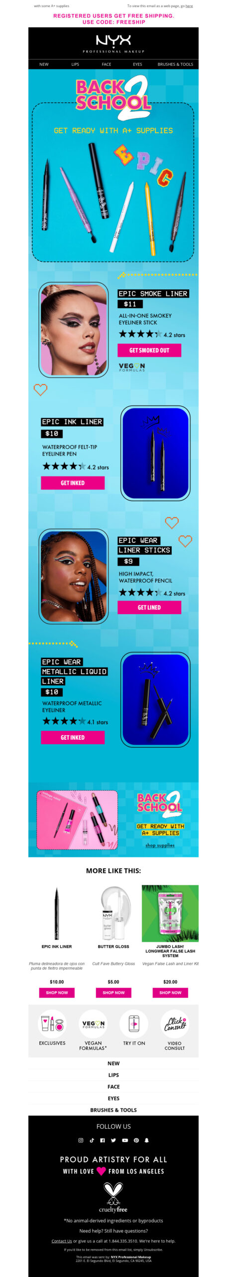 NYX back to school campaign