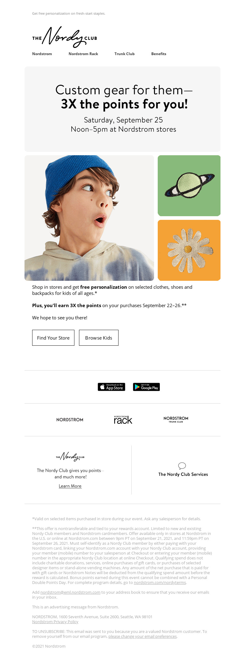 Nordstrom back-to-school email marketing campaign