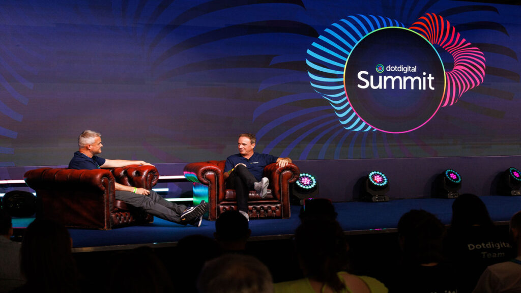 Tink Taylor and Phil Draper talking at the Dotdigital Summit 2023.