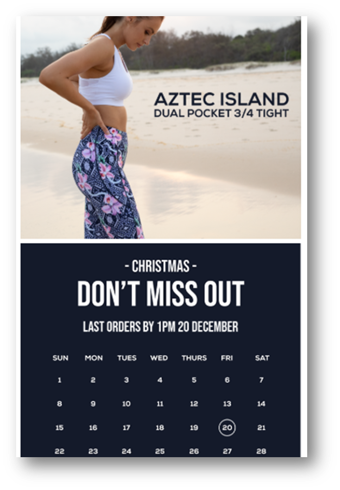Aztec Island, last orders email.