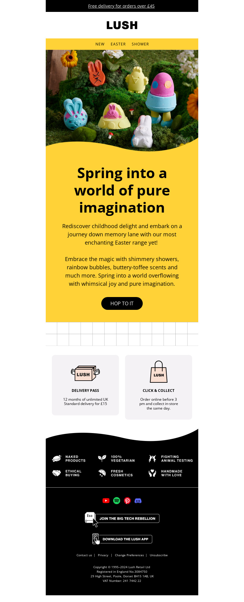 LUSH Cosmetics' email campaign with creative copywriting.
