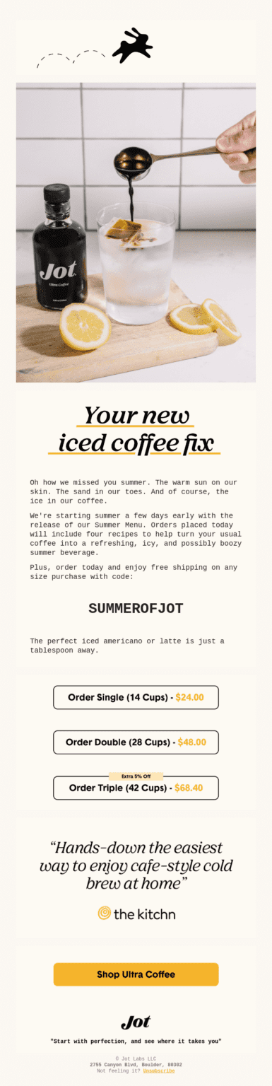 Jot, summer email campaign. 