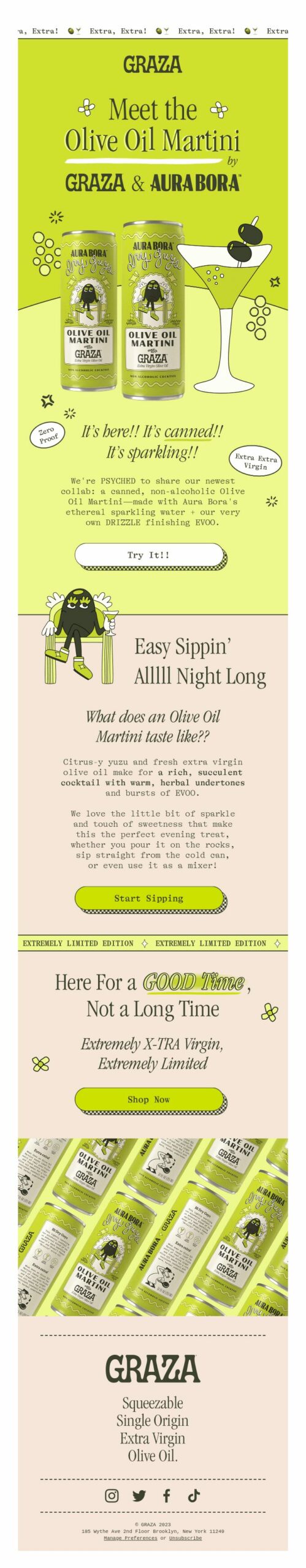 Graza, Martini Day email campaign. 