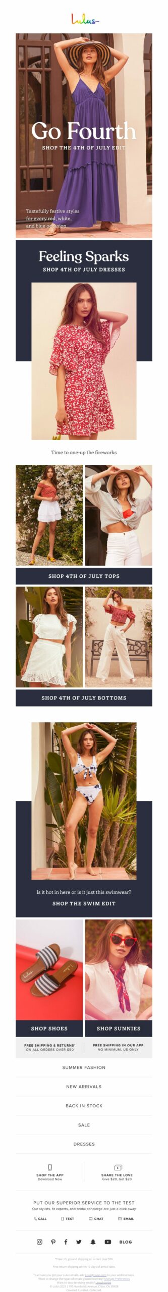 Vineyard Vines, 4th July email marketing campaign. 