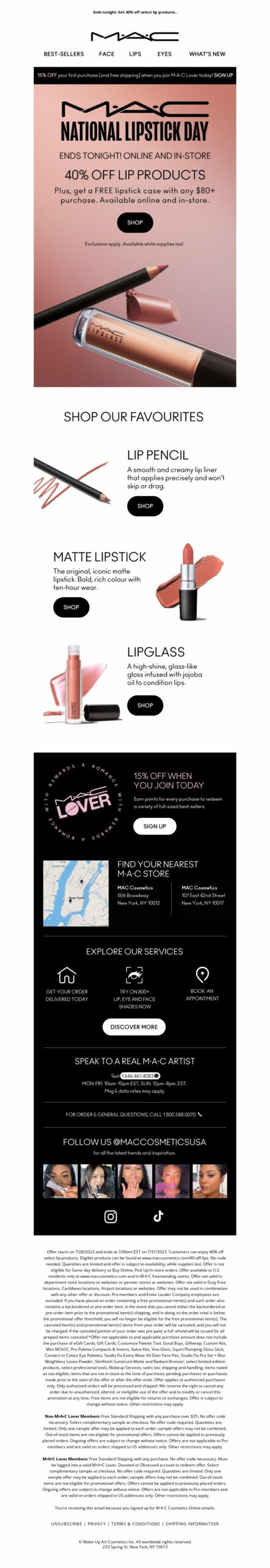 MAC Cosmetics, Lipstick Day email marketing campaign.