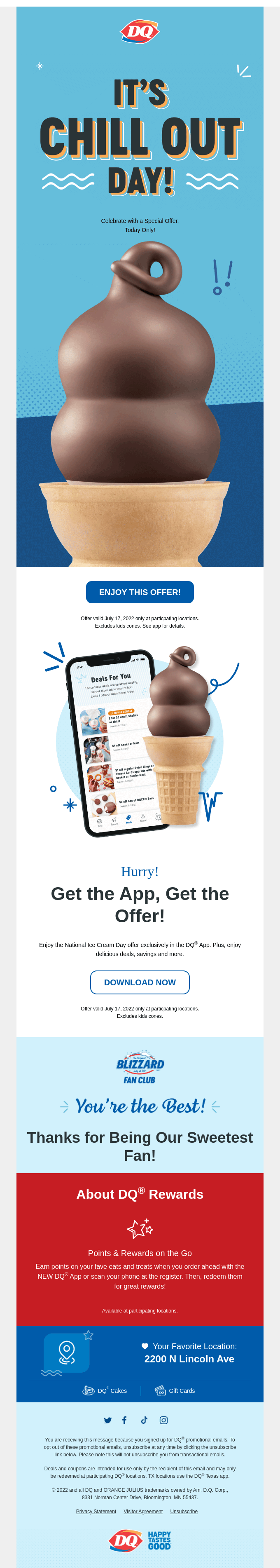 Dairy Queen, Ice Cream Day email campaign. 