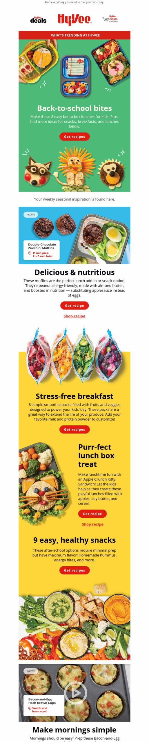 Hy-Vee, back-to-school email marketing campaign. 