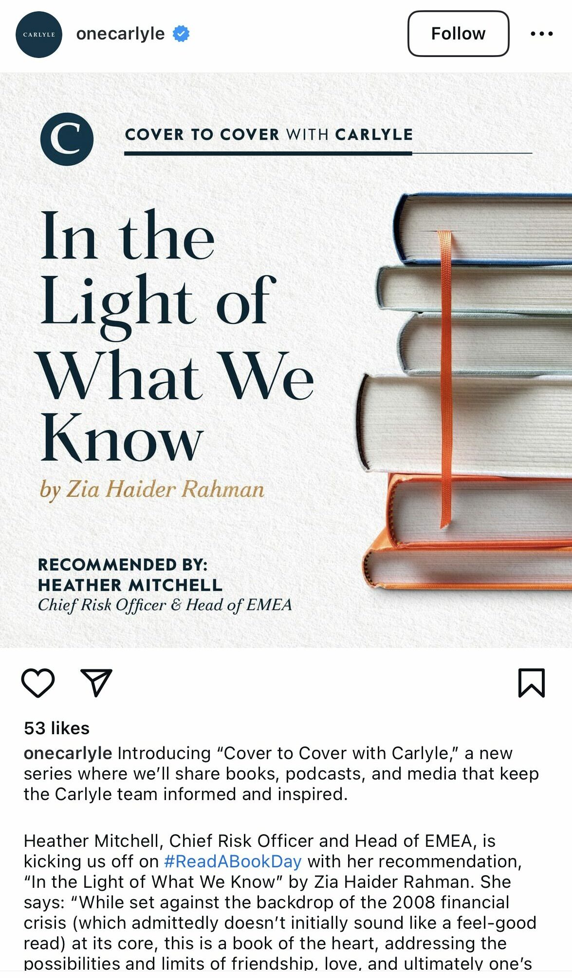 One Carlyle, Read a Book Day social media campaign.