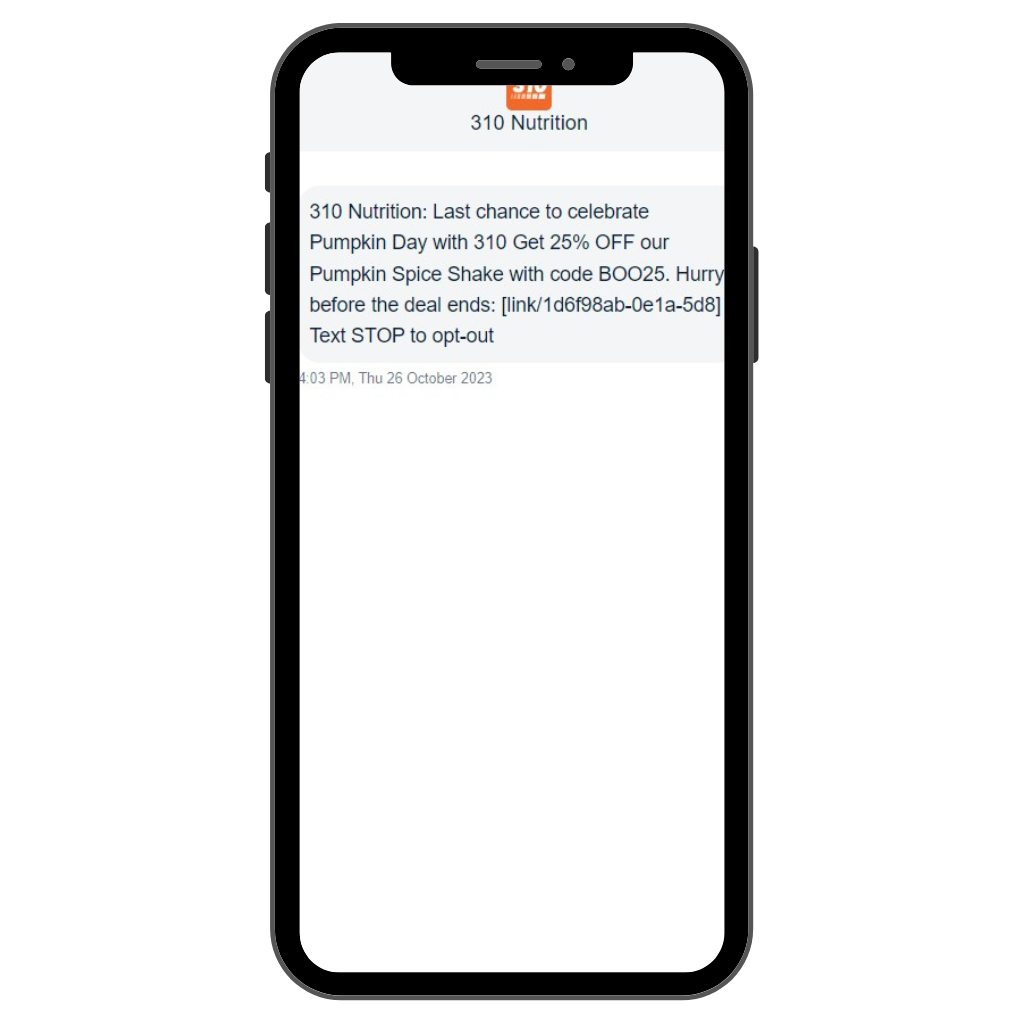 310 Nutrition Pumpkin Day SMS message campaign