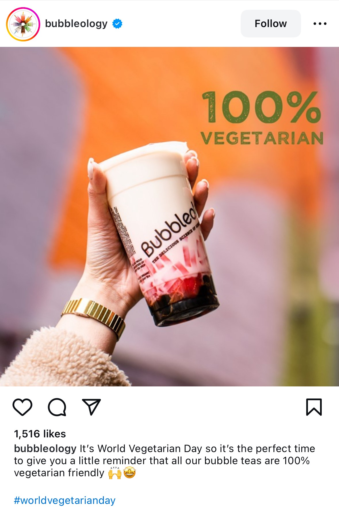 Bubbleleology World Vegetarian Day social media campaign