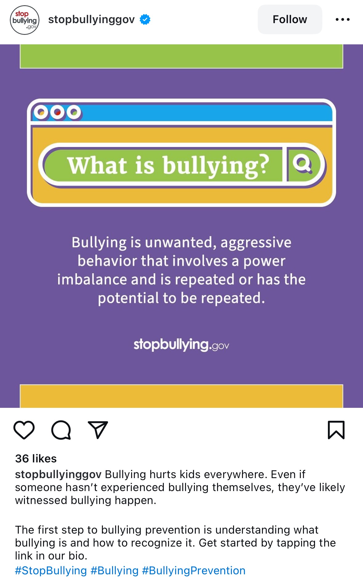 Stop bullying gov National Bullying Prevention Awareness  social media campaign