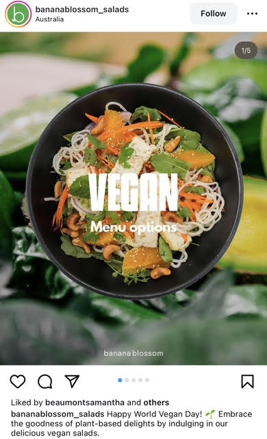 Banana Blossom Salads World Vegan Day social media campaign